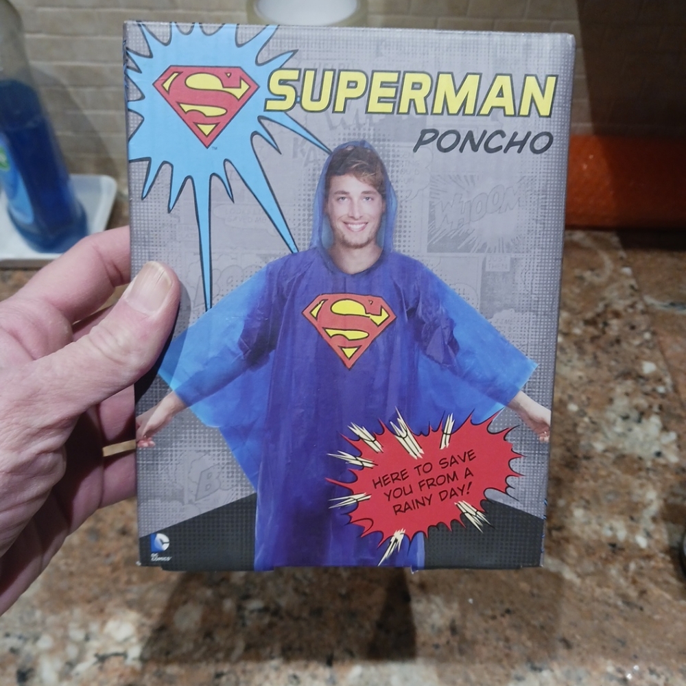 SUPERMAN Rain Poncho (Size: Adult Unisex) Officially Licensed DC Comics - NIB